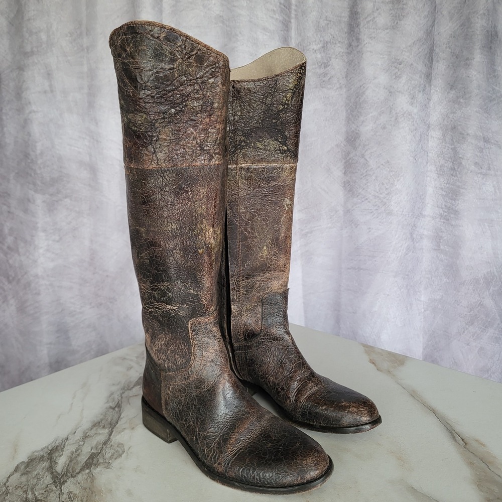 STEVEN by Steve Madden REINS Distressed Knee High Boots Size 6 Women's